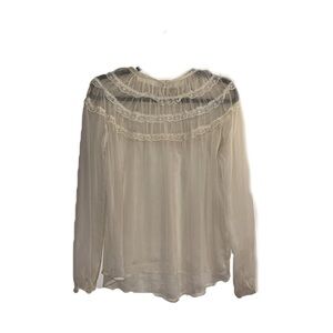 Capulet Elegant Sheer Cream Ruffled Women's Top